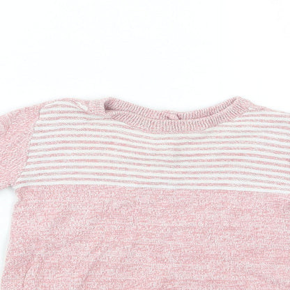 Tu Baby Pink Striped Cotton Pullover Jumper Size 3-6 Months  Button