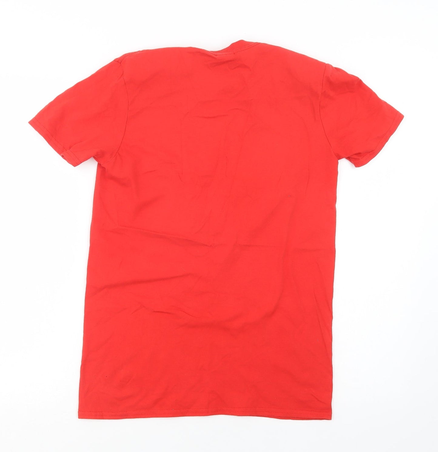 Gildan Womens Red  Cotton Basic T-Shirt Size S Crew Neck - Hulk