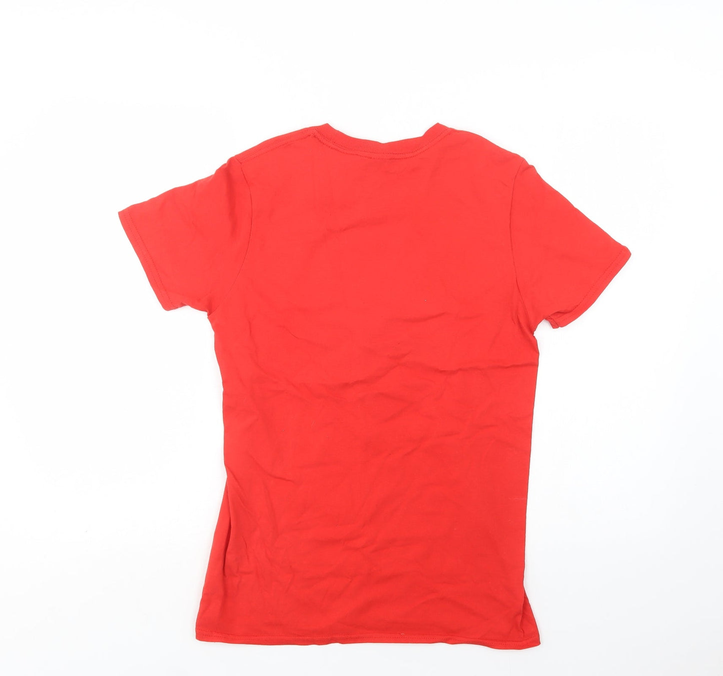 Gildan Womens Red  Cotton Basic Polo Size S Crew Neck