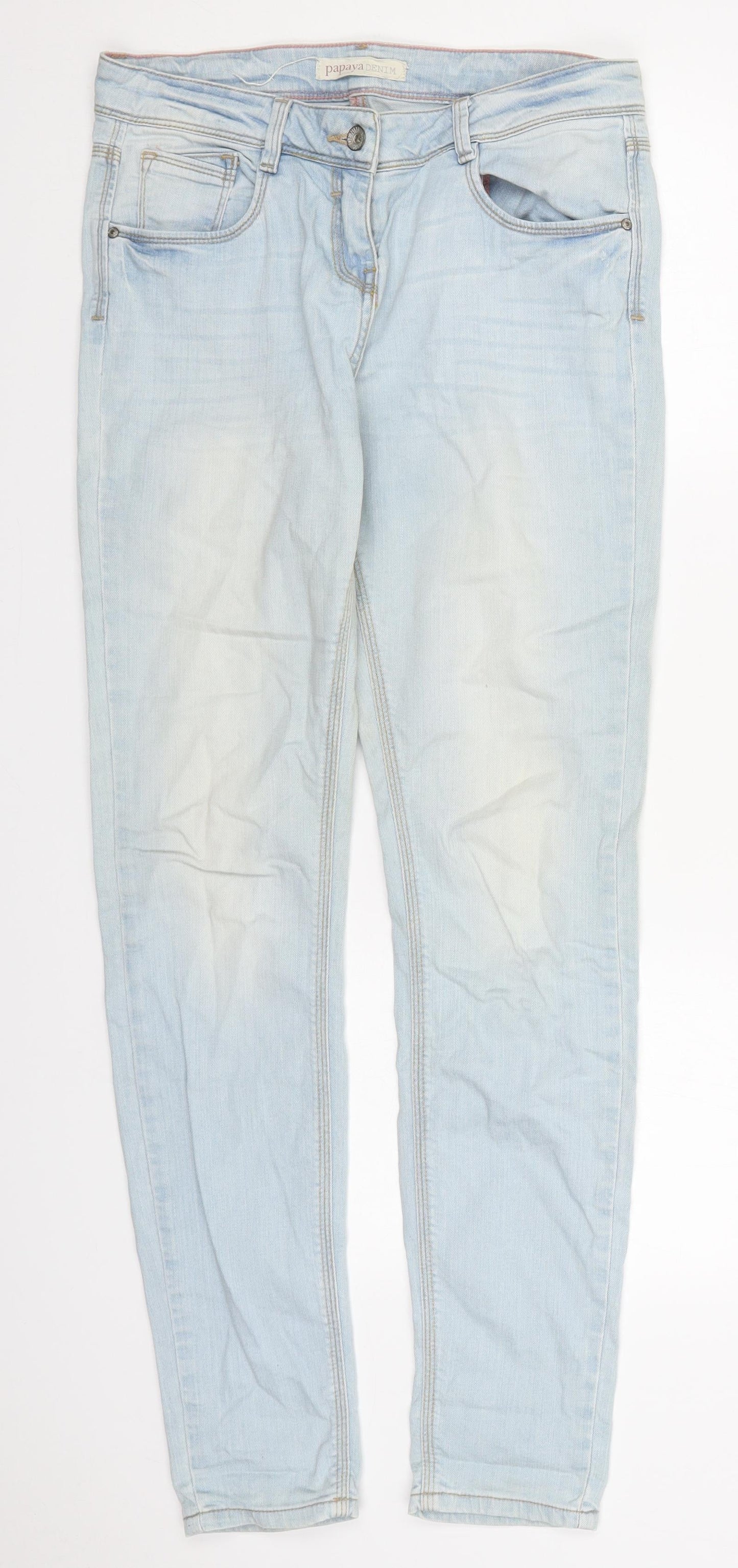 Papaya Womens Blue  Cotton Skinny Jeans Size 10 L31 in Regular Button
