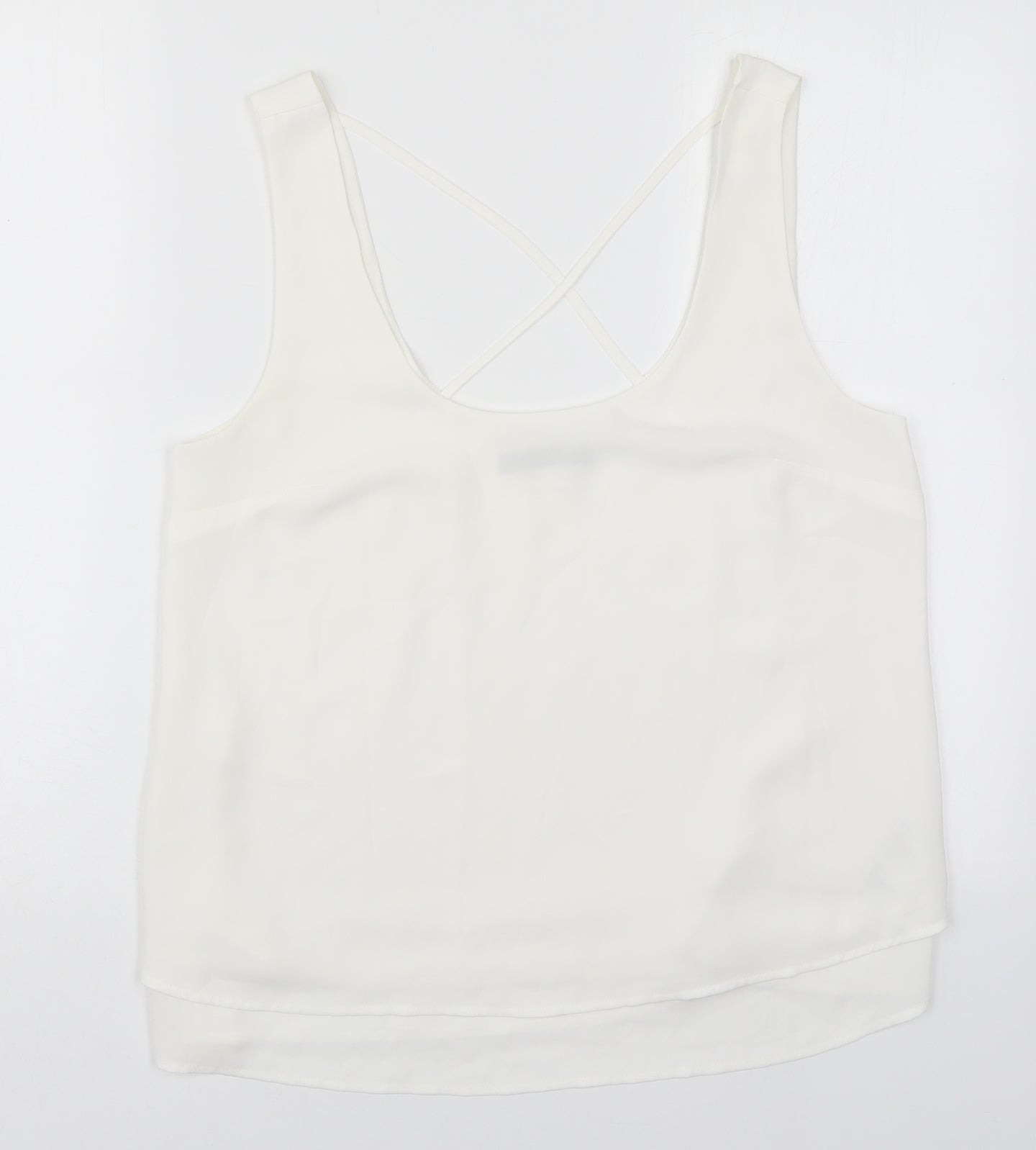 Oasis Womens White  Polyester Basic Tank Size 12 Scoop Neck