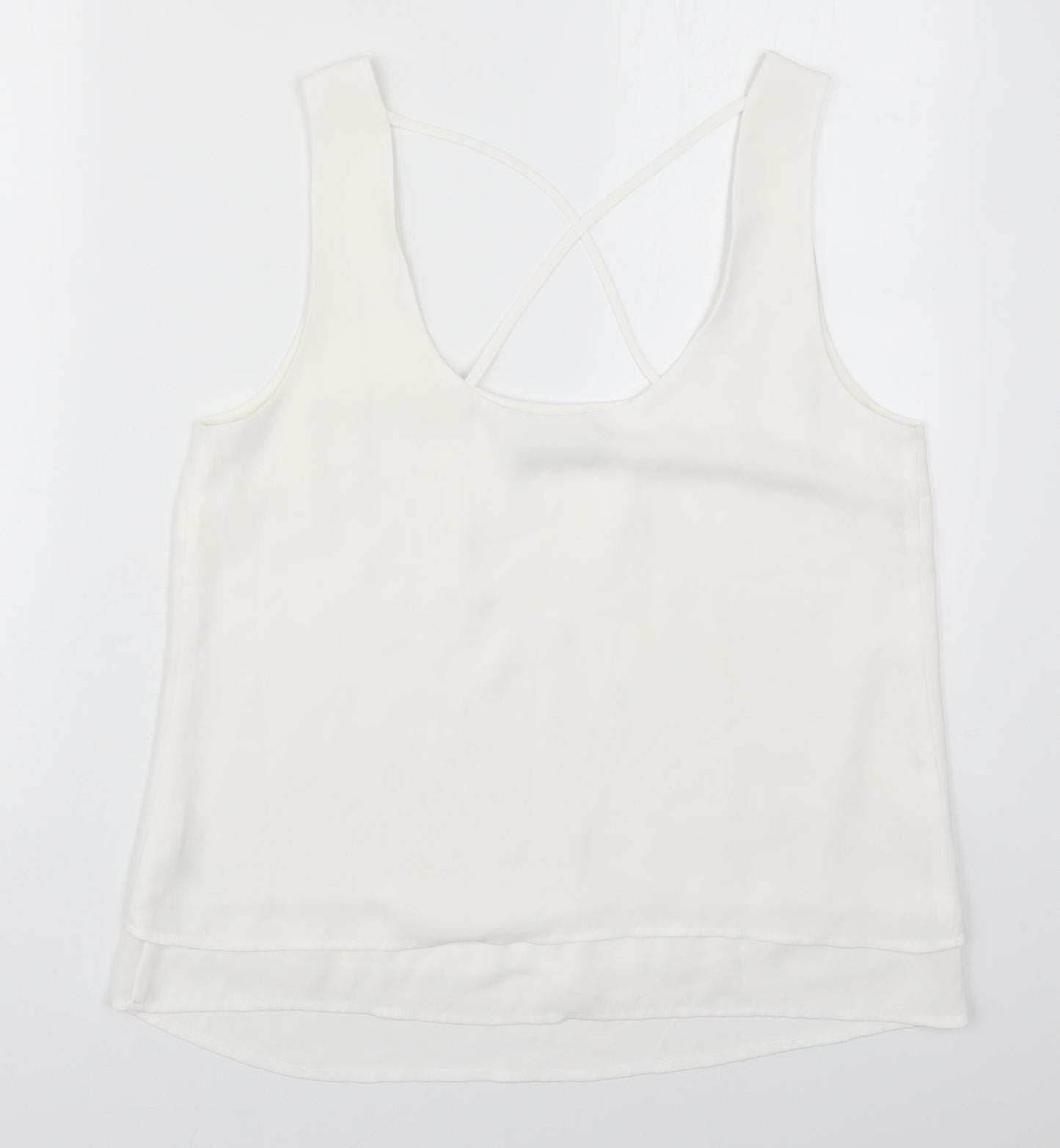 Oasis Womens White  Polyester Basic Tank Size 12 Scoop Neck