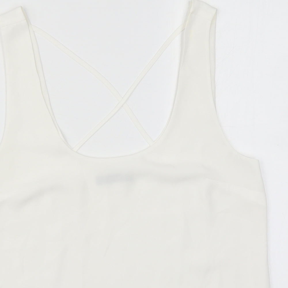 Oasis Womens White  Polyester Basic Tank Size 12 Scoop Neck
