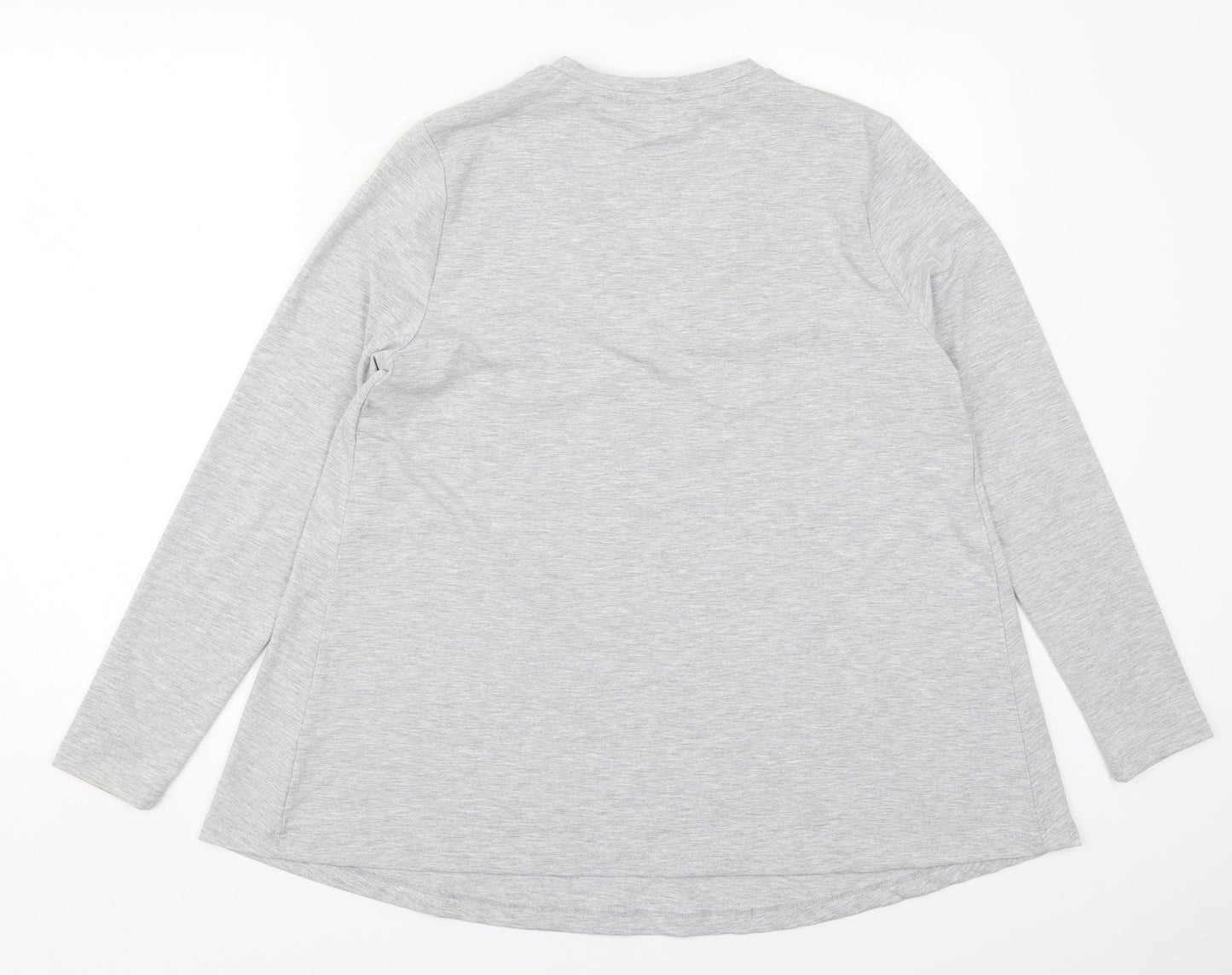 Savida Womens Grey  Viscose Basic T-Shirt Size L V-Neck