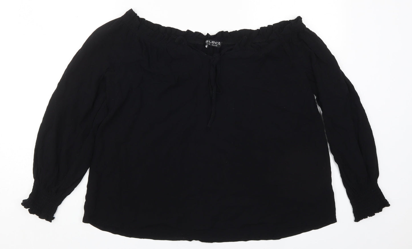 Select Womens Black  Viscose Basic Blouse Size 16 Off the Shoulder