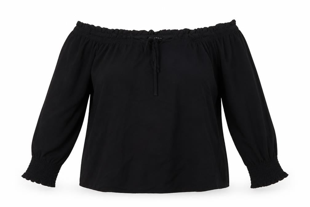 Select Womens Black  Viscose Basic Blouse Size 16 Off the Shoulder