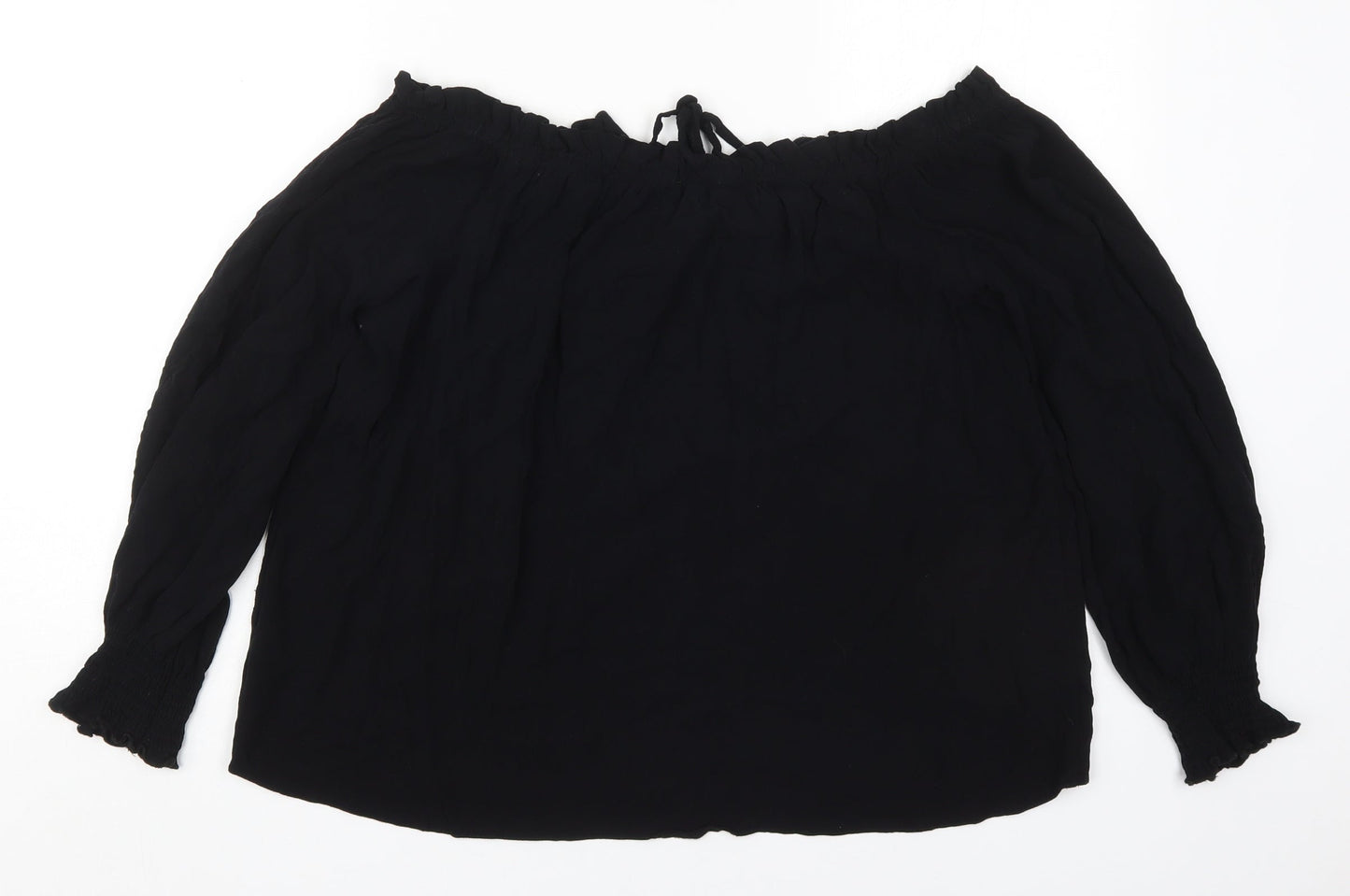 Select Womens Black  Viscose Basic Blouse Size 16 Off the Shoulder