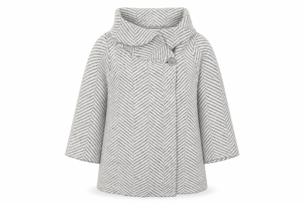 Max Studio Womens Grey Collared Herringbone Acrylic Cardigan Jumper Size M