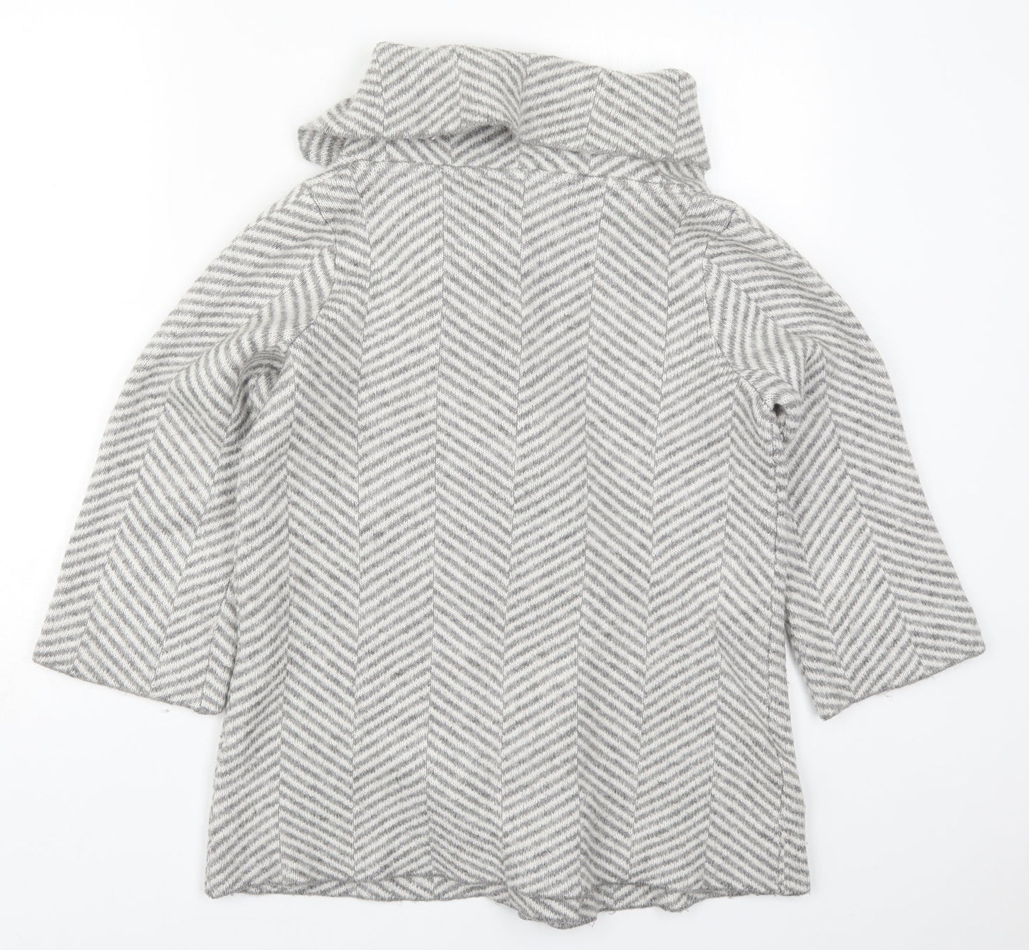 Max Studio Womens Grey Collared Herringbone Acrylic Cardigan Jumper Size M