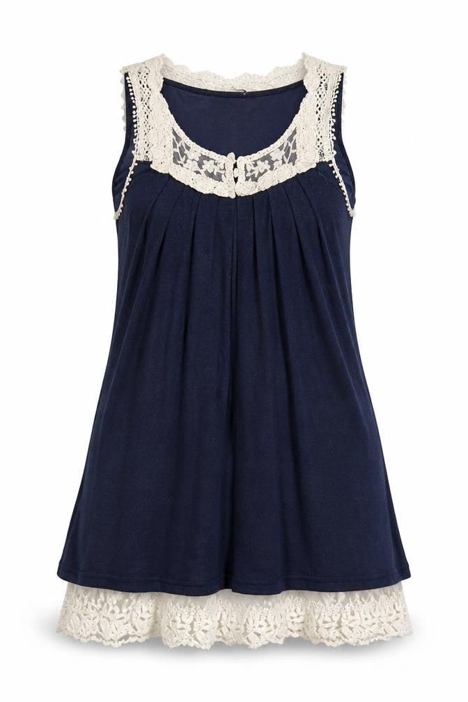 New Look Womens Blue  Viscose Basic Tank Size 10 Round Neck