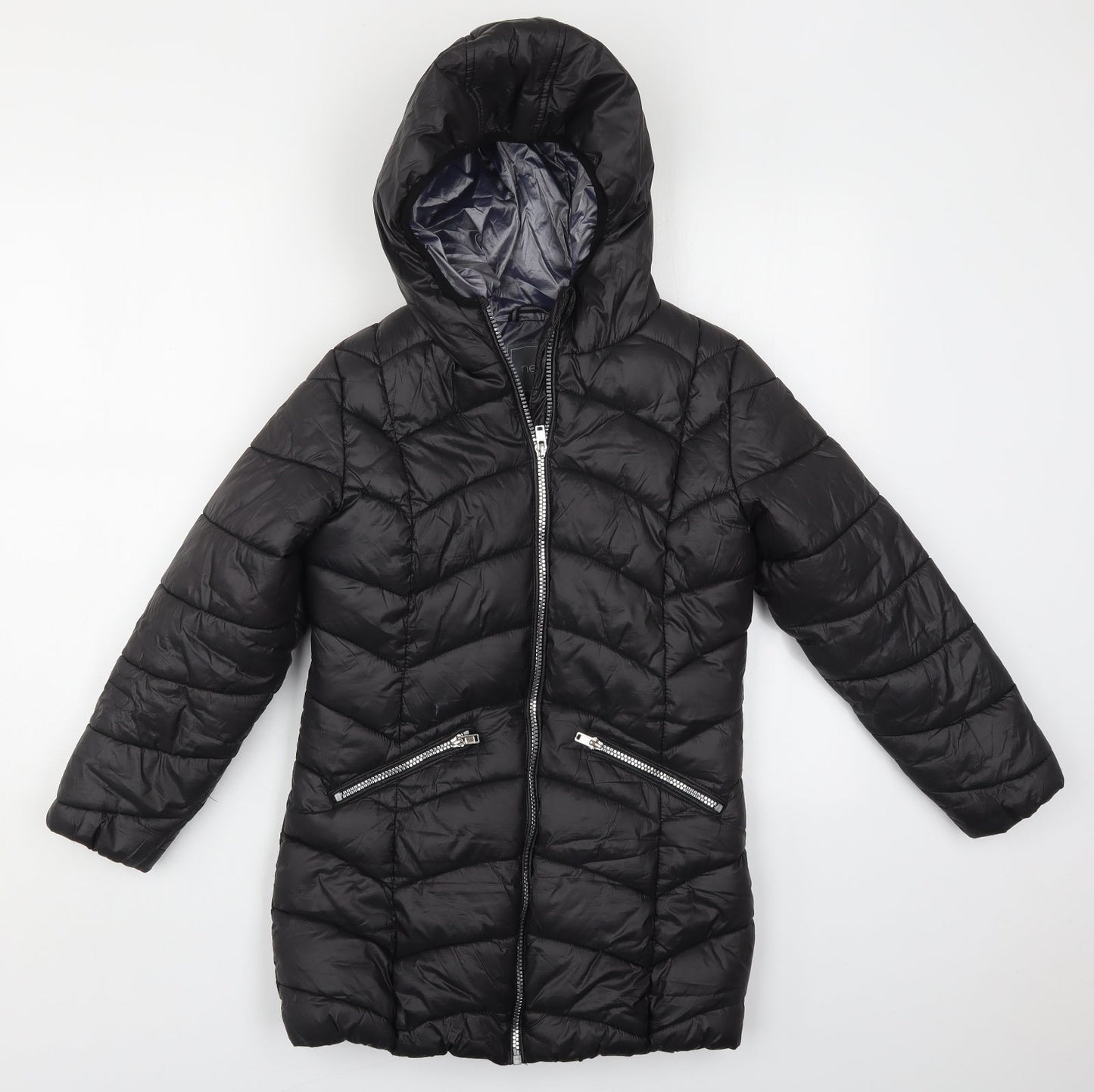 NEXT Girls Black   Quilted Coat Size 10 Years  Zip