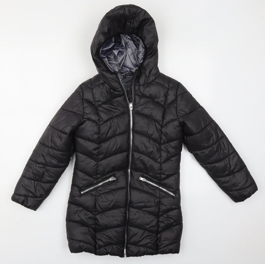 NEXT Girls Black   Quilted Coat Size 10 Years  Zip