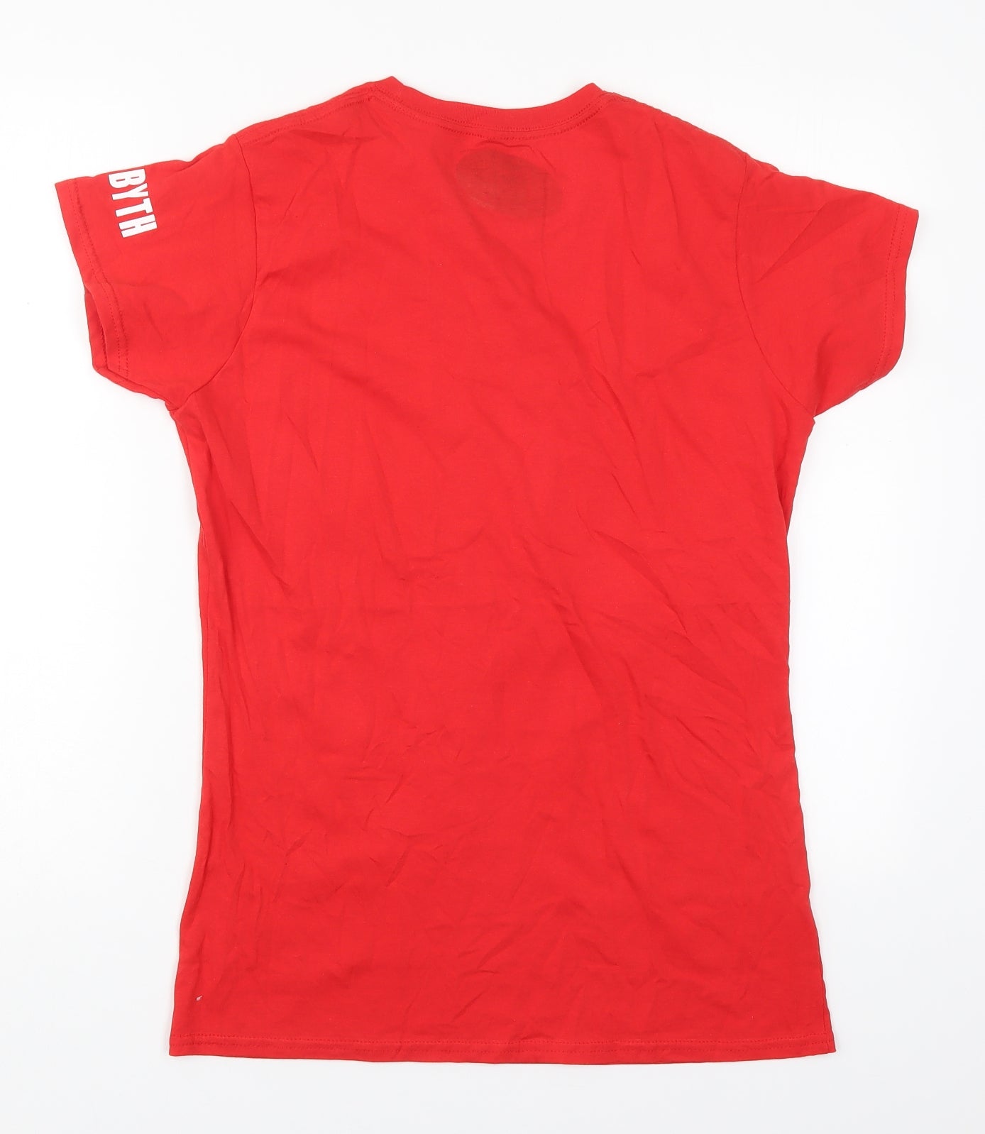 Preworn Womens Red  Cotton Basic T-Shirt Size L Crew Neck - Cymru Wales