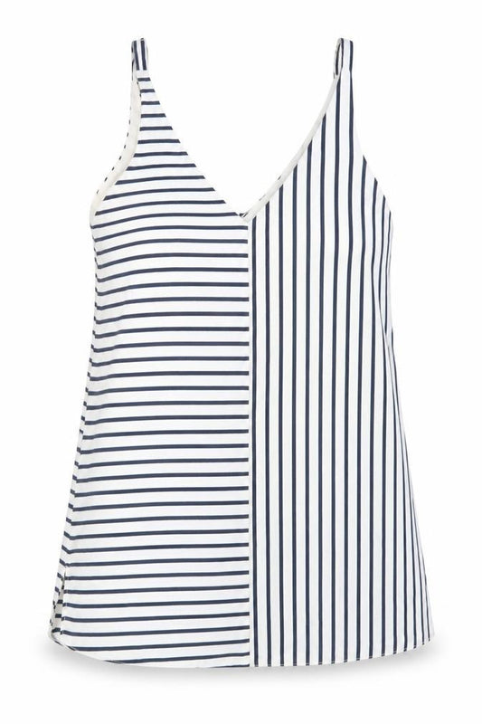 Topshop Womens Blue Striped Polyester Camisole Blouse Size 8 V-Neck