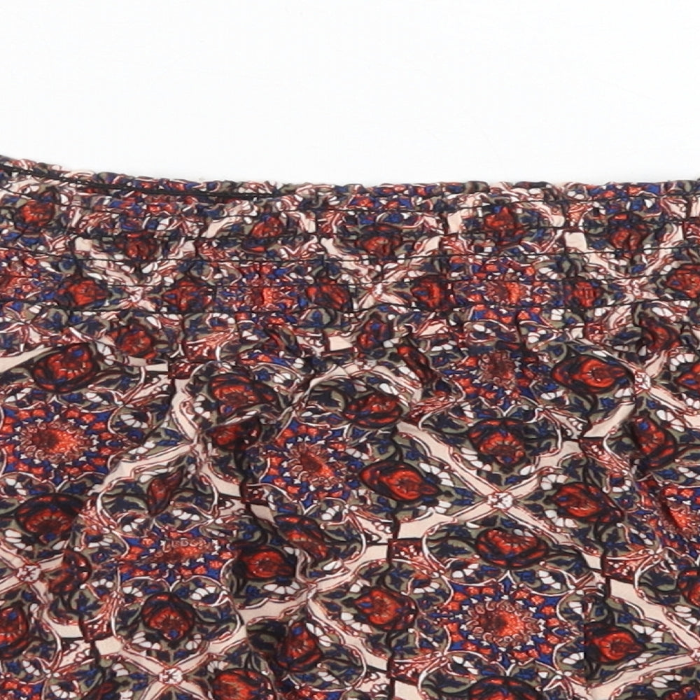 Topshop Womens Red Floral Viscose Cropped Blouse Size 6 Off the Shoulder