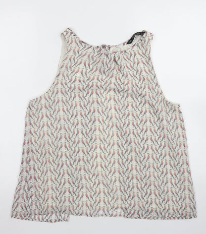 Zara Womens White  Polyester Basic Blouse Size M Round Neck