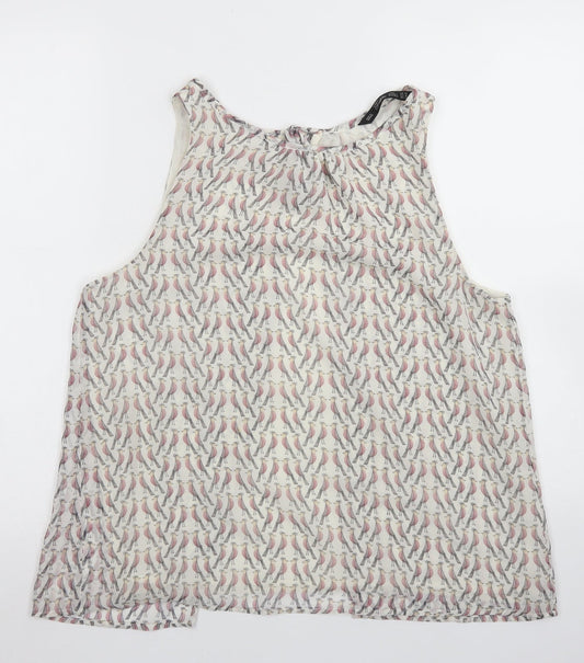 Zara Womens White  Polyester Basic Blouse Size M Round Neck