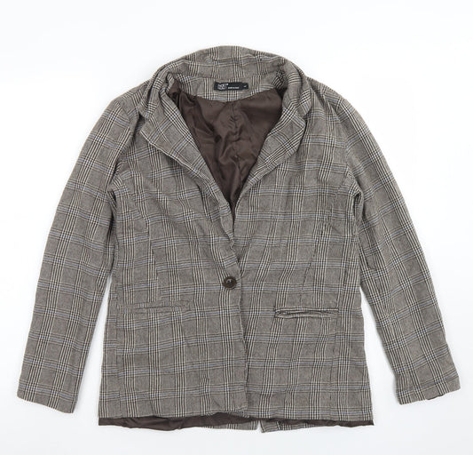 Corset Womens Brown Plaid Cotton Jacket Blazer Size L