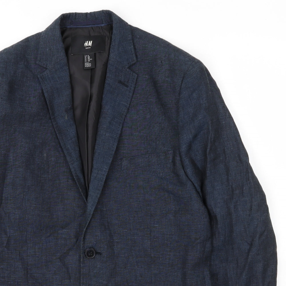 H&M Mens Blue  Cotton 2 Piece Blazer Size 38