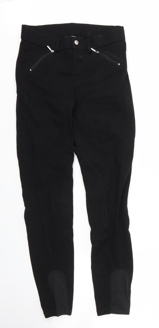 John Whitaker Womens Black  Cotton Carrot Trousers Size 26 in L28 in Regular Zip