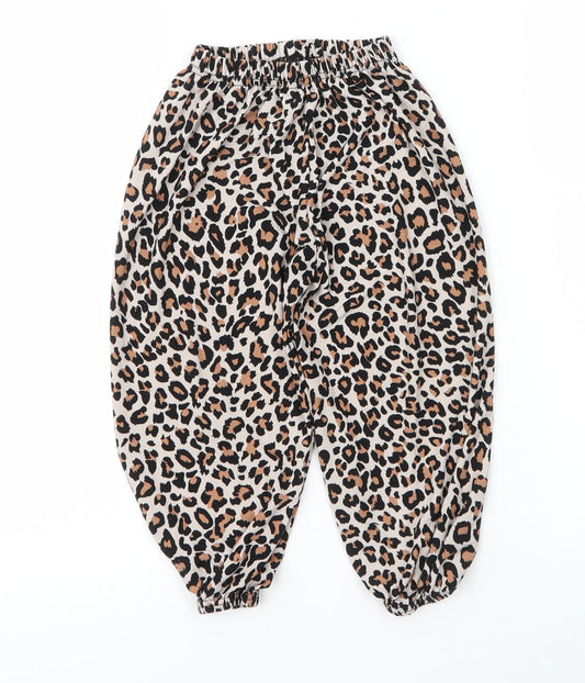 Preworn Girls Beige Animal Print Polyester Bloomer Trousers Size 3 Years  Regular  - Leopard print