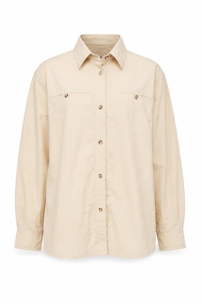 Outdoors Mens Beige  Nylon  Button-Up Size M V-Neck Button