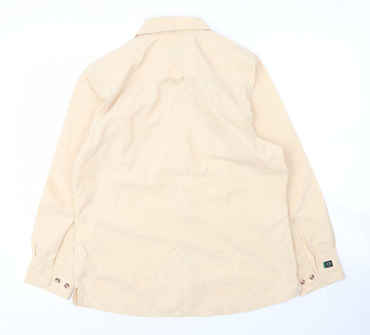 Outdoors Mens Beige  Nylon  Button-Up Size M V-Neck Button