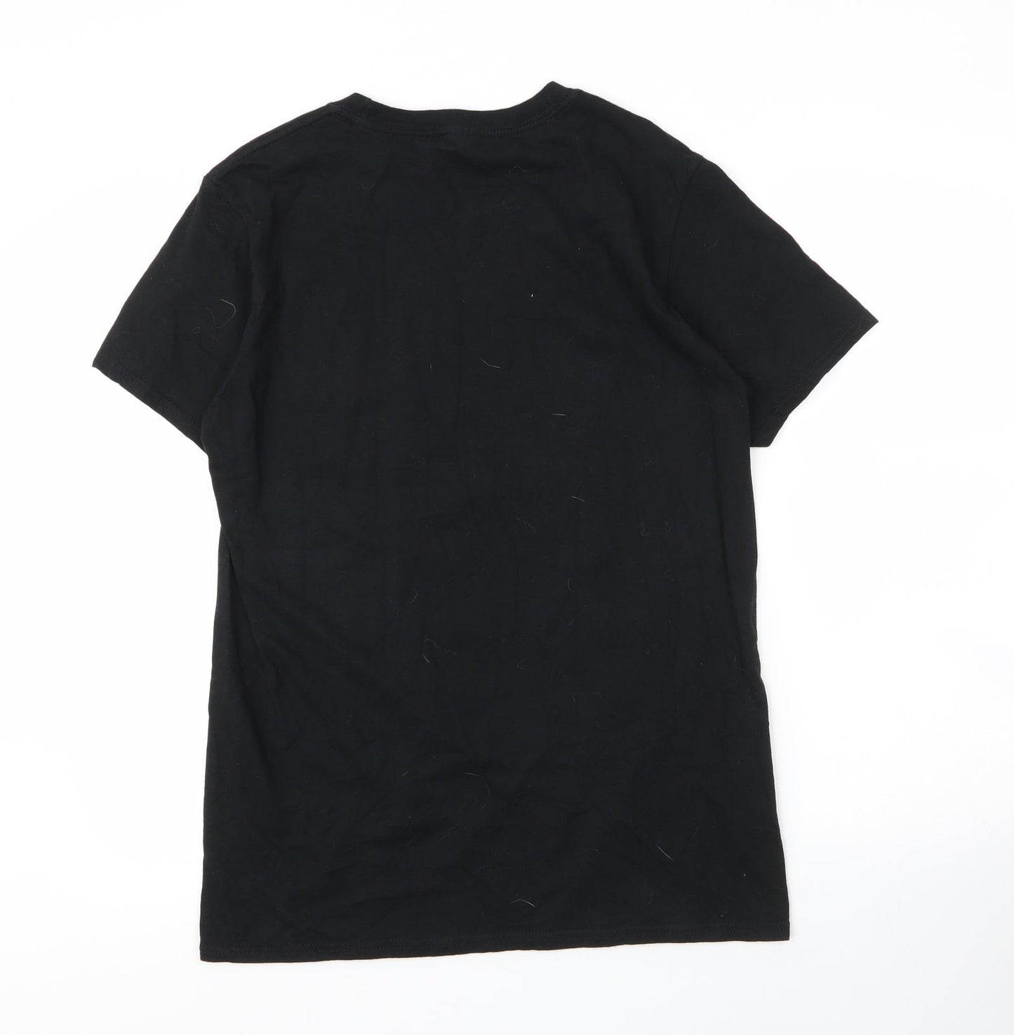 Gildan Mens Black  Cotton  T-Shirt Size M Round Neck