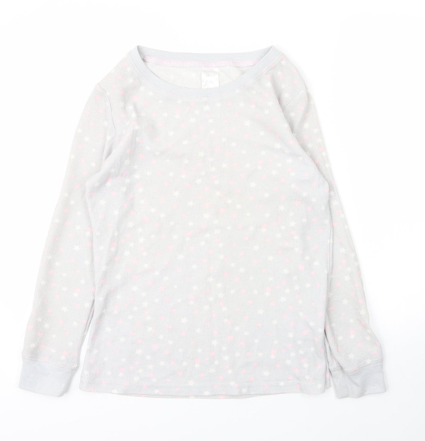 Peacocks Womens Grey Round Neck  Cotton Pullover Jumper Size 12   - PJ top