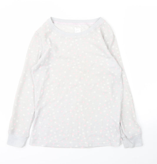 Peacocks Womens Grey Round Neck  Cotton Pullover Jumper Size 12   - PJ top