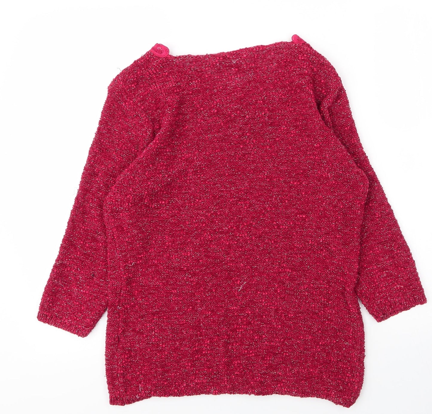 BM Collection Womens Red  Polyester Basic Blouse Size M V-Neck