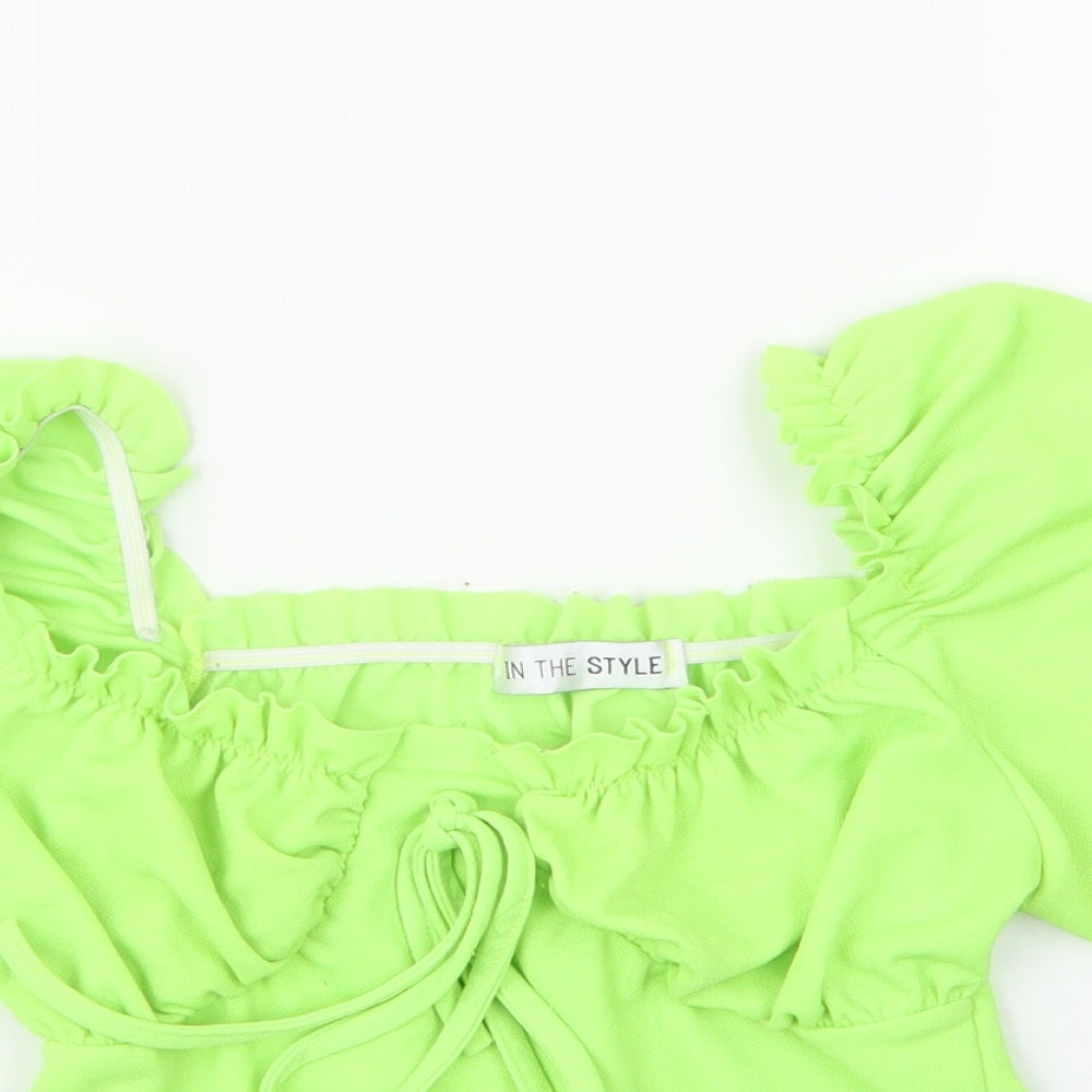 In the Style Womens Green  Polyester Basic Blouse Size 8 Square Neck
