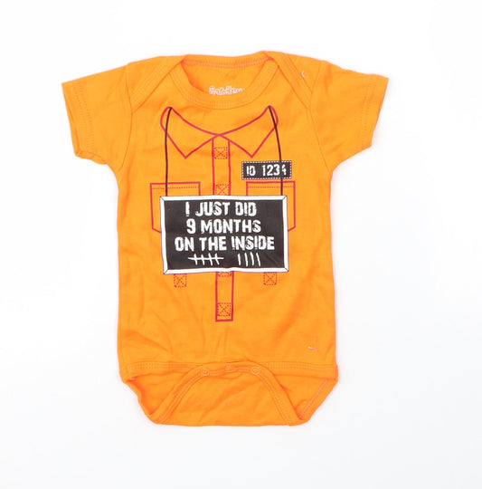 Sara Kety Baby Orange  Cotton Babygrow One-Piece Size 6-9 Months  Snap