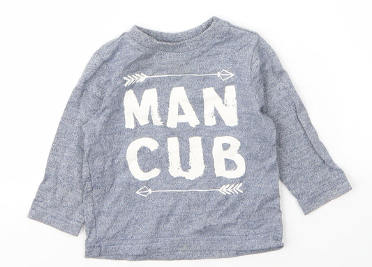 F&F Boys Grey  Cotton Basic T-Shirt Size 6-9 Months Round Neck