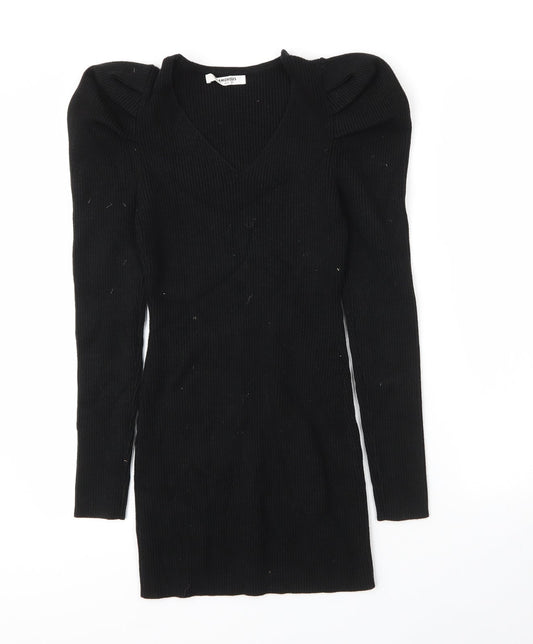 Glamorous Womens Black  Viscose Bodycon  Size 10  V-Neck