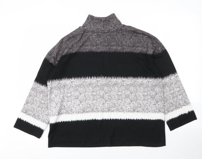 Preloved Debenhams Womens Grey Mock Neck Striped Polyester Pullover Jumper Size 12 - Back
