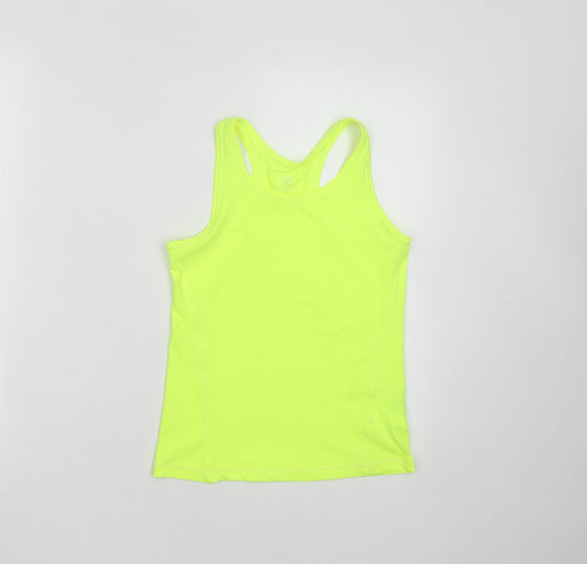 H&M Girls Yellow  Polyester Basic Tank Size 8-9 Years Round Neck  - active wear