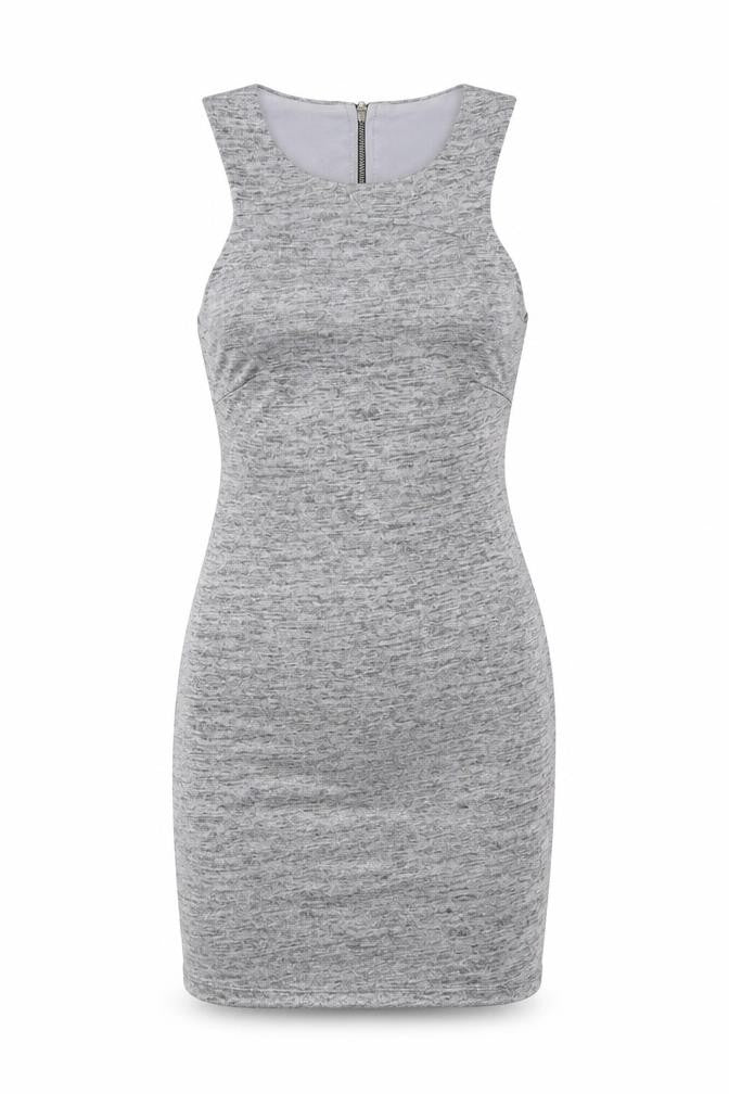 Topshop Womens Silver  Polyester Blend Mini  Size 8  Round Neck