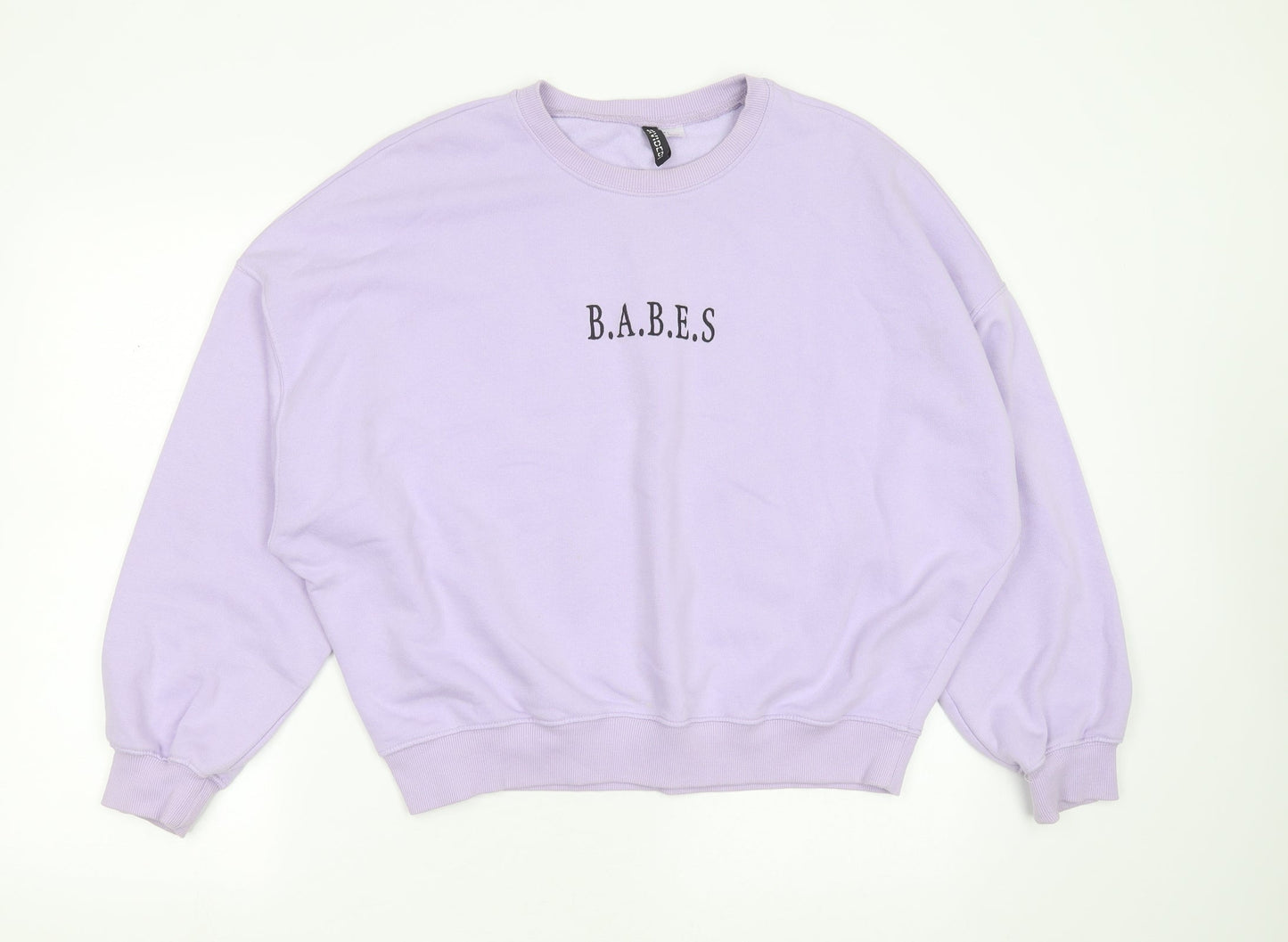 Divided by H&M Womens Purple  Cotton Pullover Sweatshirt Size L   - babes