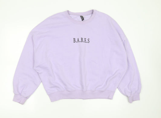 Divided by H&M Womens Purple  Cotton Pullover Sweatshirt Size L   - babes
