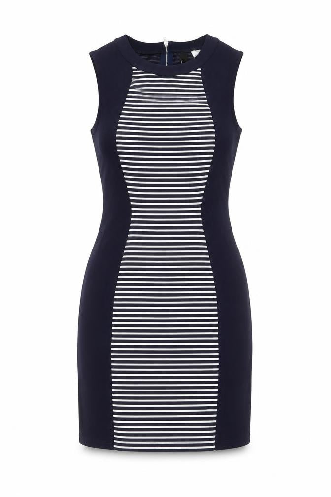 Divided by H&M Womens Blue Striped Polyester Mini  Size 10  Round Neck