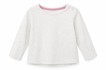 F&F Girls Grey  Cotton Basic T-Shirt Size 6-9 Months Round Neck
