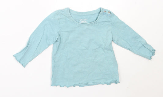 Primark Girls Blue  Cotton Basic T-Shirt Size 6-9 Months Round Neck