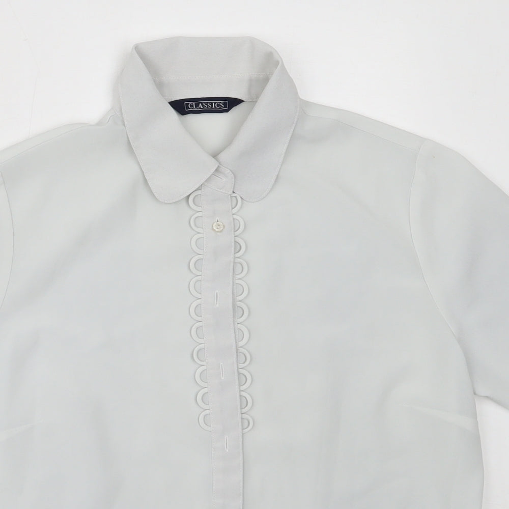 BHS Womens Grey  Polyester Basic Button-Up Size 12 Collared