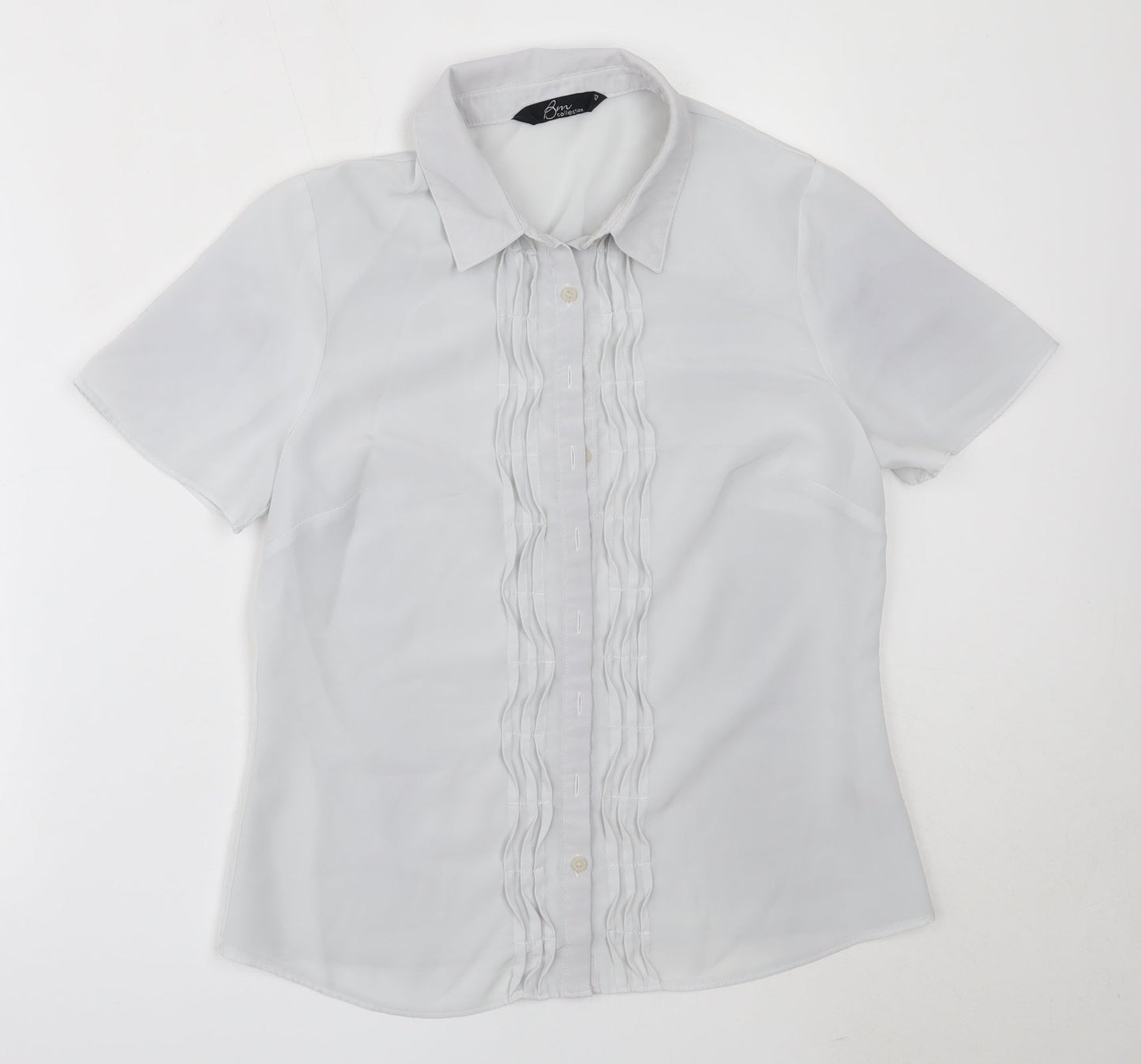 BM Collection Womens Grey  Polyester Basic Button-Up Size 12 Collared