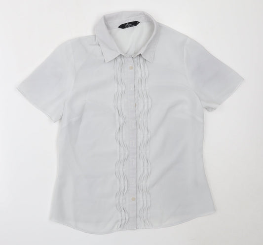 BM Collection Womens Grey  Polyester Basic Button-Up Size 12 Collared
