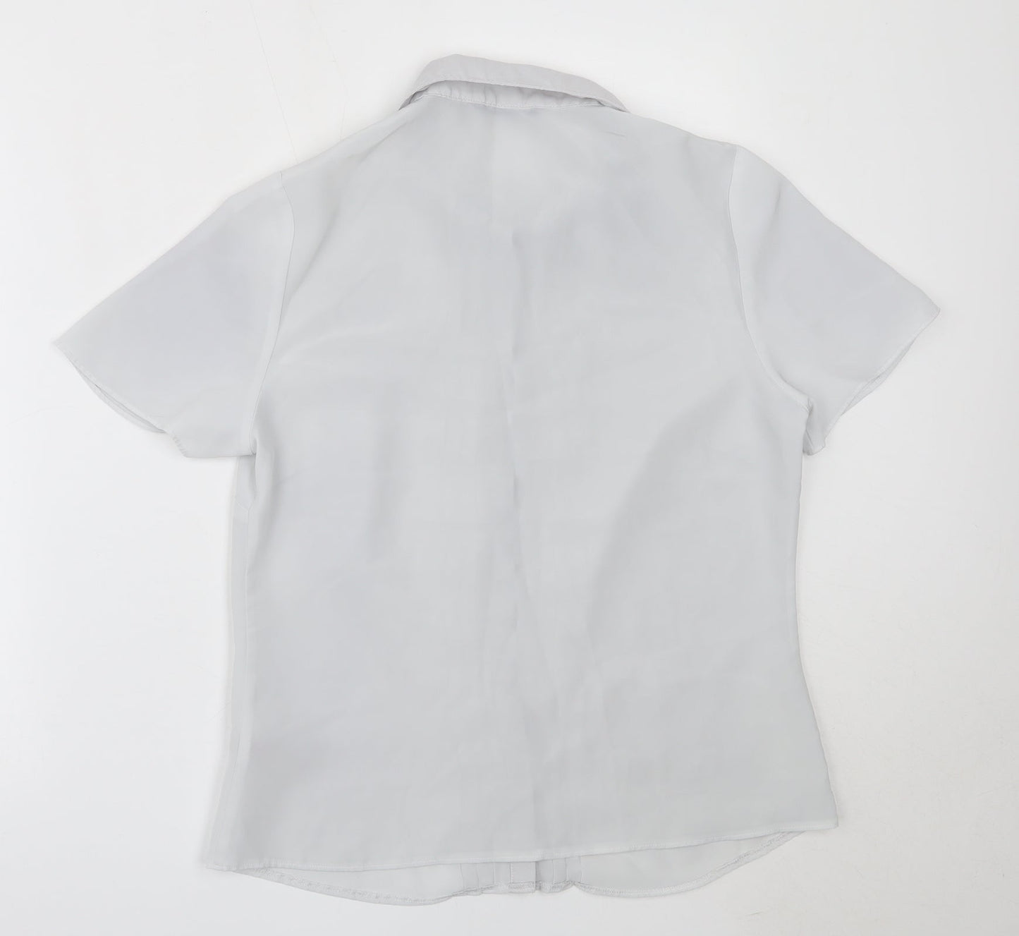 BM Collection Womens Grey  Polyester Basic Button-Up Size 12 Collared