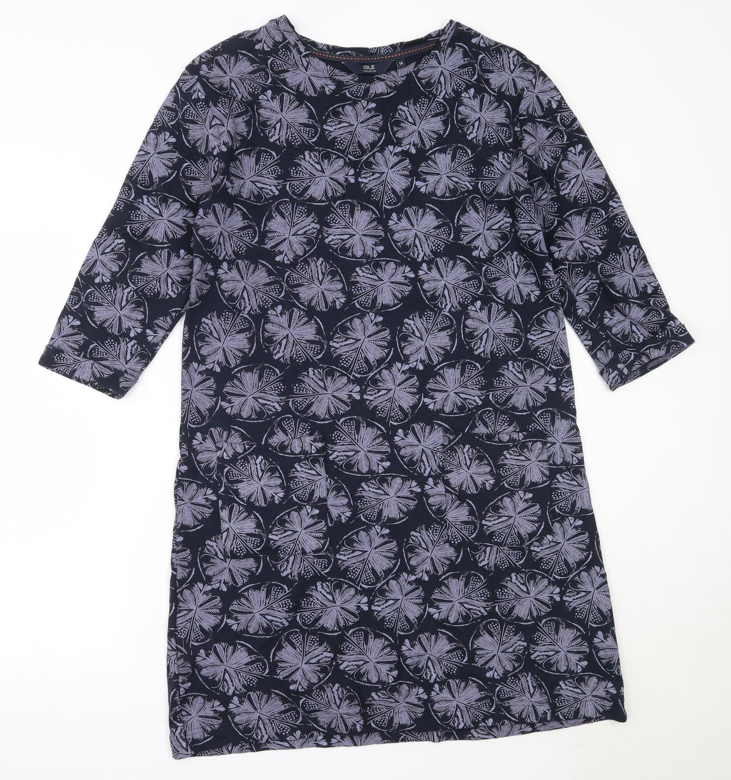 EWM Womens Blue  Cotton Shift  Size 14  Round Neck