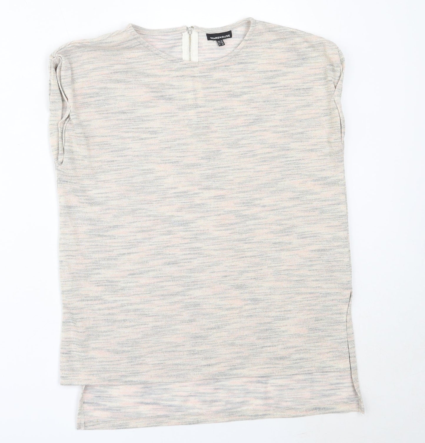 Warehouse Womens Ivory  Polyester Basic T-Shirt Size 10 Round Neck