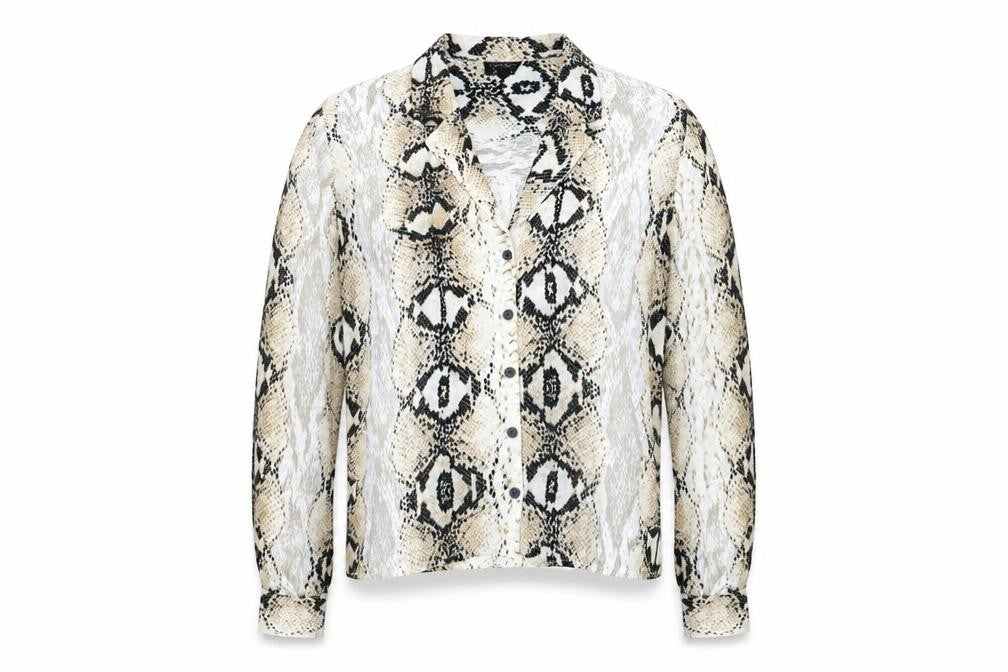 Topshop Womens Ivory Animal Print Polyester Basic Button-Up Size 14 Collared
